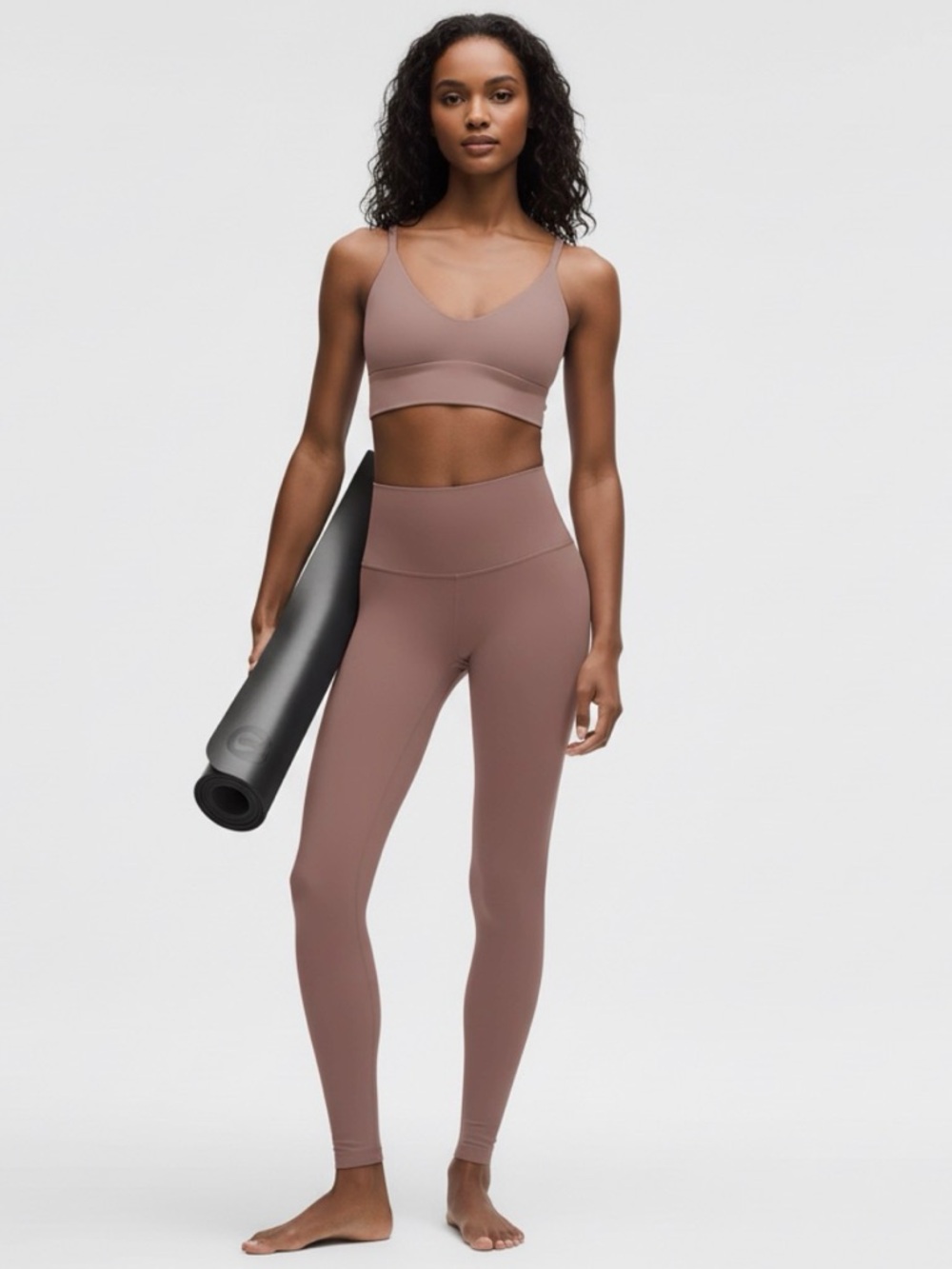 Lululemon Blush High-Waist Active Leggings & V-Neck Sports Bra Set